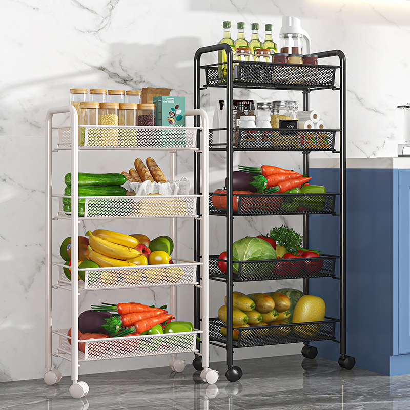 Rack de almacenamiento de cocina estante de almacenamiento doméstico piso multi-capa organizador rack carro multifuncional cesta de verduras