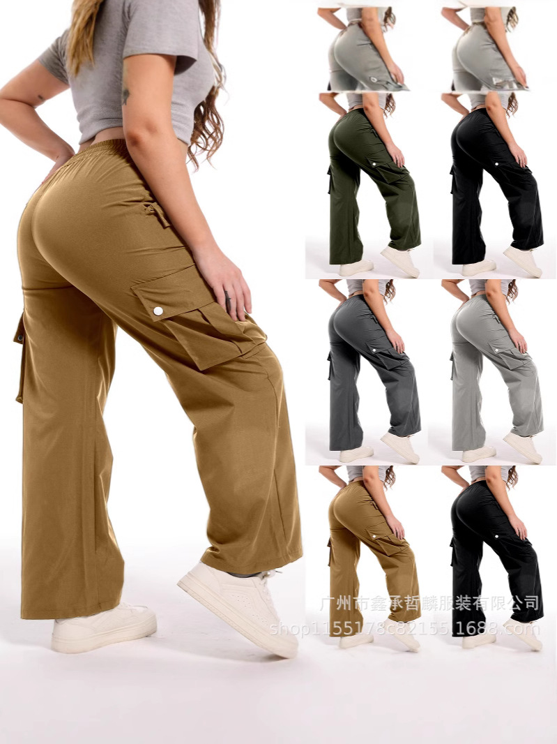 2025 comercio exterior TEMU pantalones anchos transfronterizos de cintura alta de cuatro estaciones, monos rectos, pantalones de cercanías de temperamento, pantalones casuales