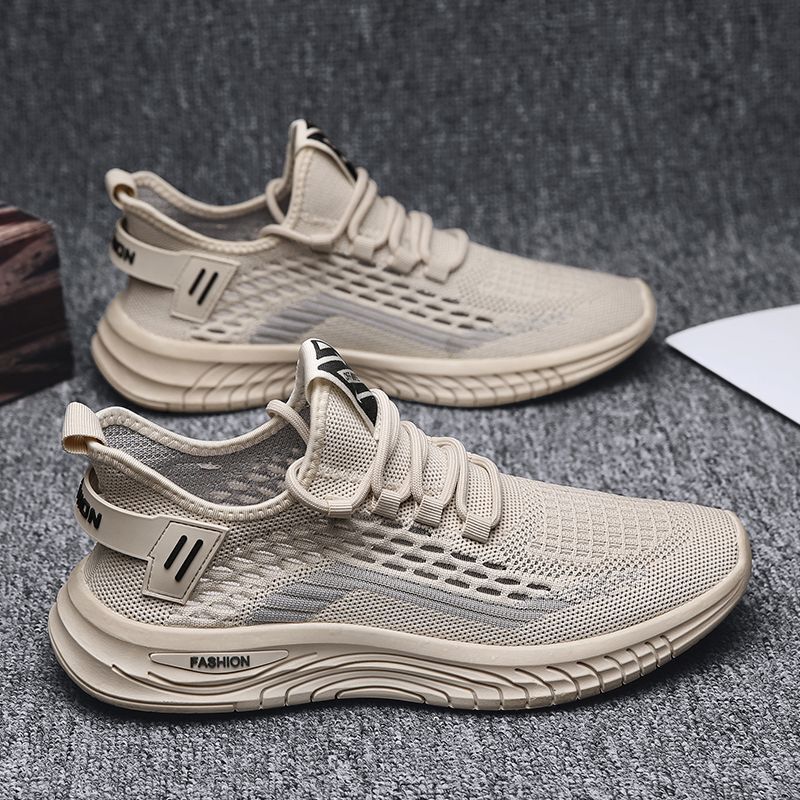 Flying Woven Mesh Sports Casual Shoes Men's Summer New Fashionable Low-top Breathable Men's Shoes All-match Fashionable Cross-border plus size