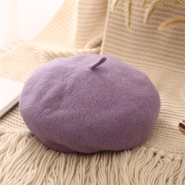 Taro púrpura-lana (boina) + ajustable / 2-8 años de edad (circunferencia de la cabeza 48-52cm)
