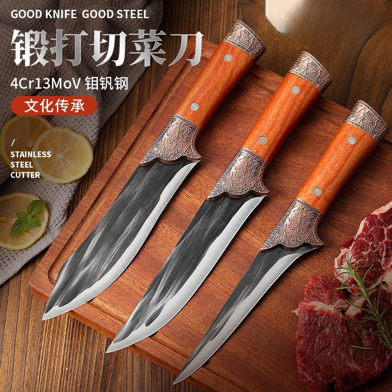 Fábrica directa de cuchillo de hueso de acero inoxidable forjado a mano cerdo matador cuchillo de corte de carne comercial de carne de vaca y ovejas