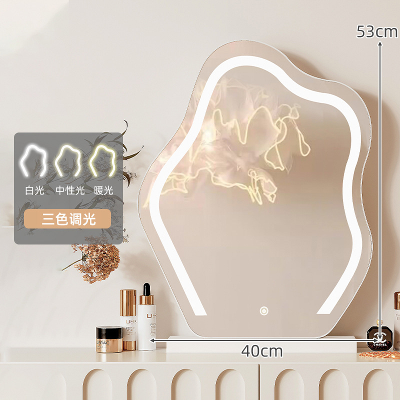 Escritorio de esquina, dormitorio, tocador semicerrado, luz integrada, lujo moderno, escritorio de oficina en forma de L de alta gama, banco de trabajo