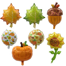 新款节日背景装饰气球感恩节南瓜向日葵坚果枫叶造型铝膜气球批发
