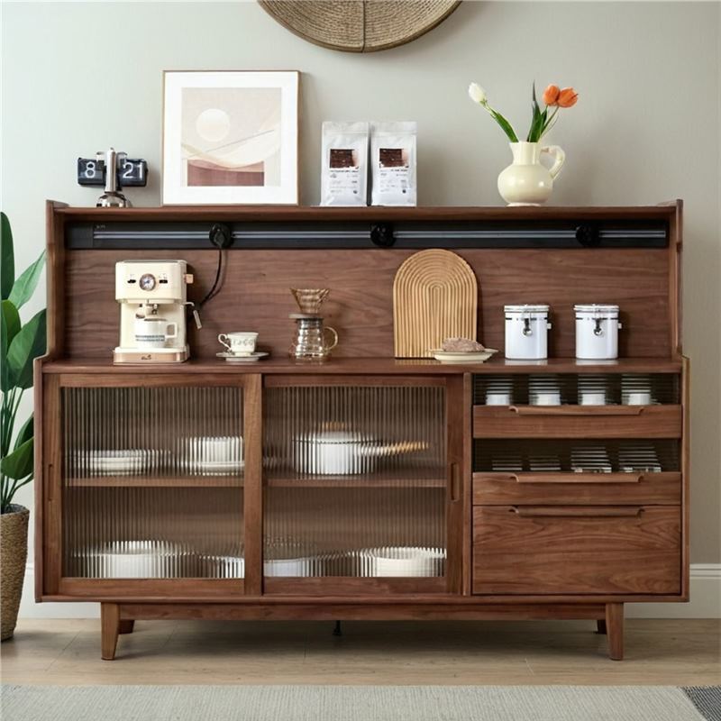 Gabinete de comedor de madera de nuez negra de América del Norte sala de estar multifuncional de almacenamiento de té moderno simple armario de madera maciza armario de almacenamiento