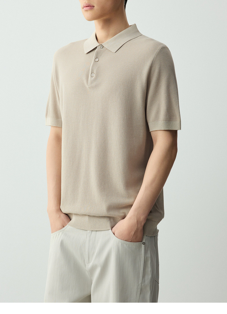 Áo polo nam tay ngắn chất liệu cotton pha tơ tằm phong cách cổ điển — đen chi tiết 22