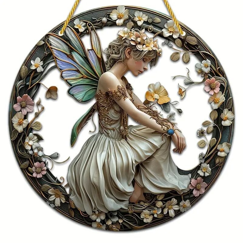 Decoración creativa transfronteriza acrílica disco plano colgar princesa de cuento de hadas belleza figura de captura de sol ventana decoración porche