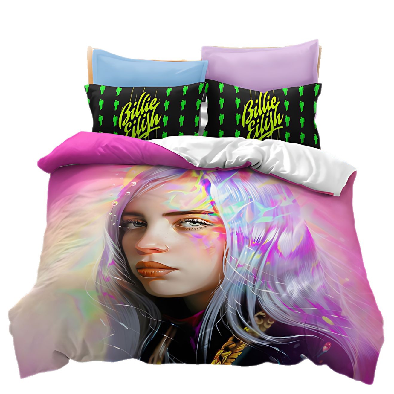 TEMU / JIT cross-border chica temática patrón de impresión digital edredón suave conjunto de ropa de cama estilo nórdico