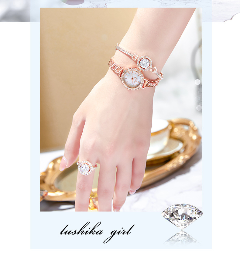 Elegant Women's Quartz Watch Gold Plated Gift Set Of Two_voghion.com
