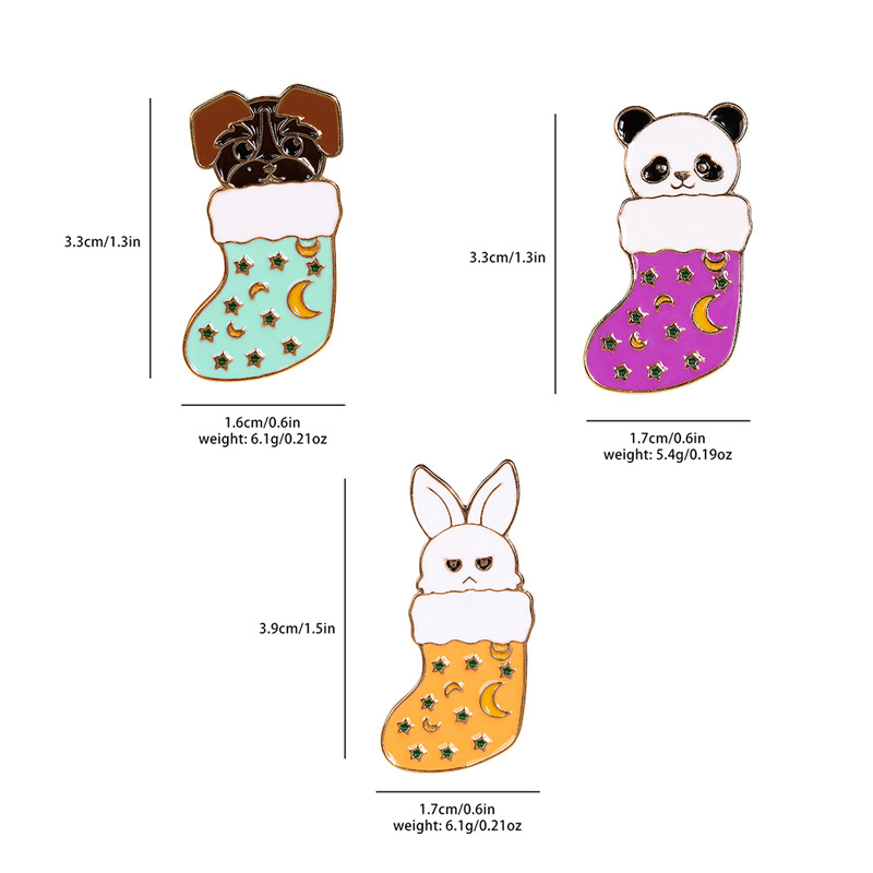 Cartoon Style Animal Sock Alloy Enamel Plating Unisex Brooches display picture 1