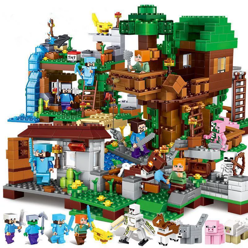 2024 совместимо с Lego Minecraft строительные блоки парень заканчивает дракона битва детские сборочные игрушки