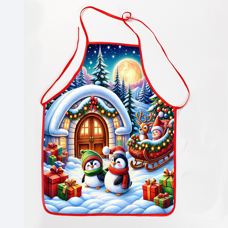 スポットメーカー供給クリスマスグリンチサンタクロースプリントエプロン防水防汚家庭用クリスマスエプロン|undefined