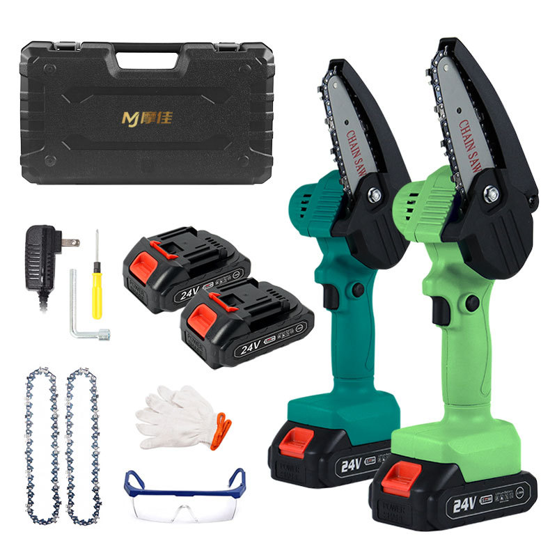 迷你电锯家用多功能小型园林修枝锯无线充电式户外伐木电动电链锯