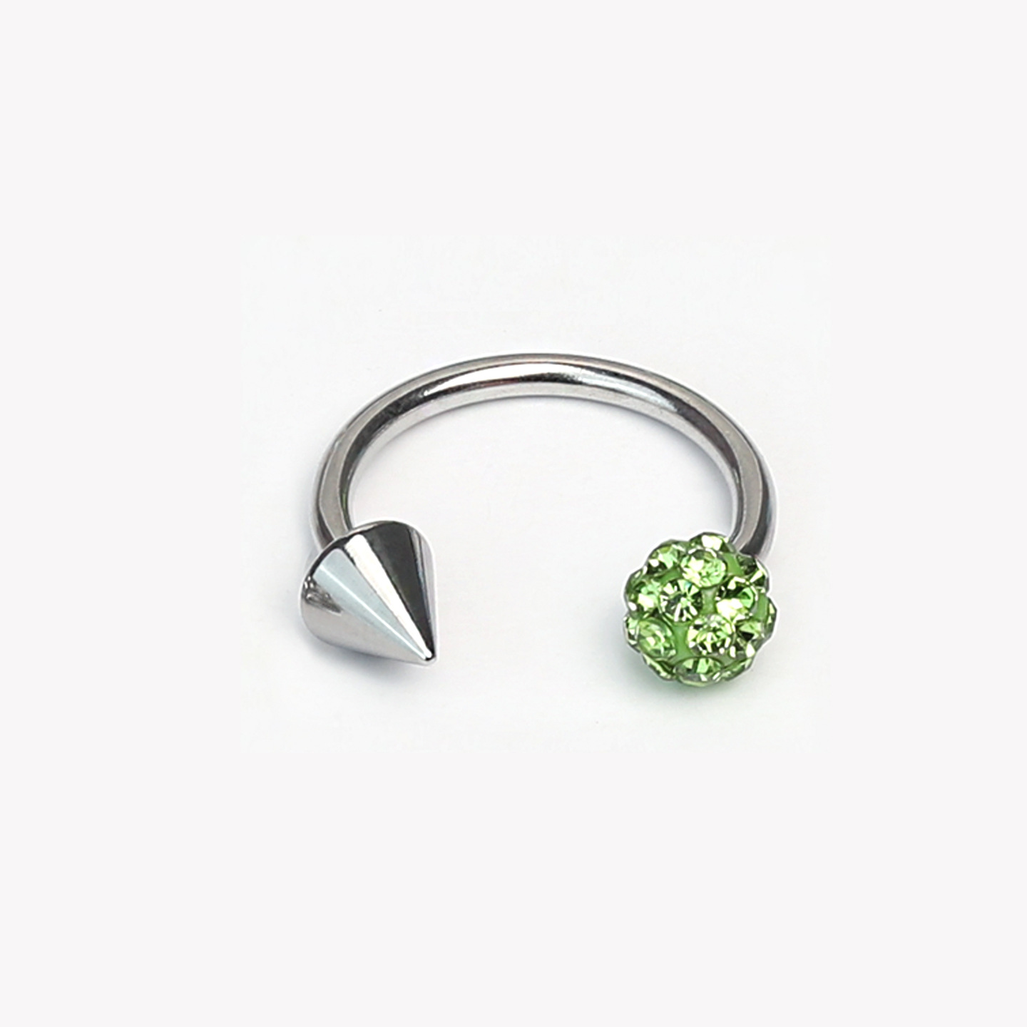 Sparkling Green Mud Ball Pointed Cone Horseshoe Lip Ring 12mm Titanium Steel External Thread Lip Stud Hot Girl Piercing Jewelry detail image 14