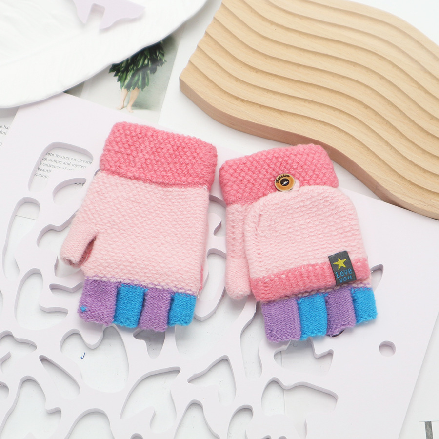 Guantes de invierno de medio dedo para niños niños niños niños niñas estudiantes lindos guantes de peluche de dibujos animados