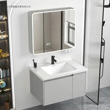 新款加厚不锈钢浴室柜洗手盆柜组合一体式卫生间弧形智能镜柜防水