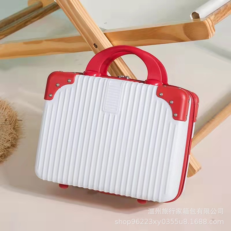Macaron bolsa de almacenamiento de maleta vintage al por mayor pequeña caja cosmética equipaje de esquina de 14 pulgadas mini equipaje