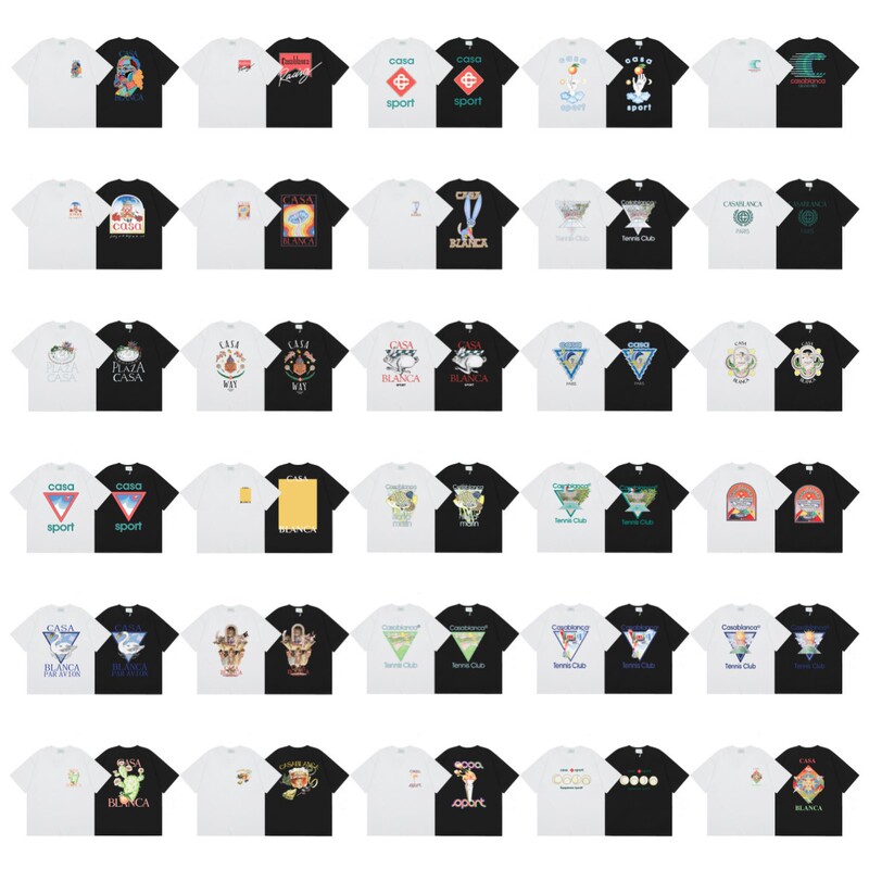 Cross-border Casablanca Casablanca Tennis Club Summer Men's and Women's Loose Casual Trendy Short-sleeved T-shirt Cross-border Casablanca Casablanca Tennis Club Summer Men's and Women's Loose Casual Trendy Short-sleeved T-shirt