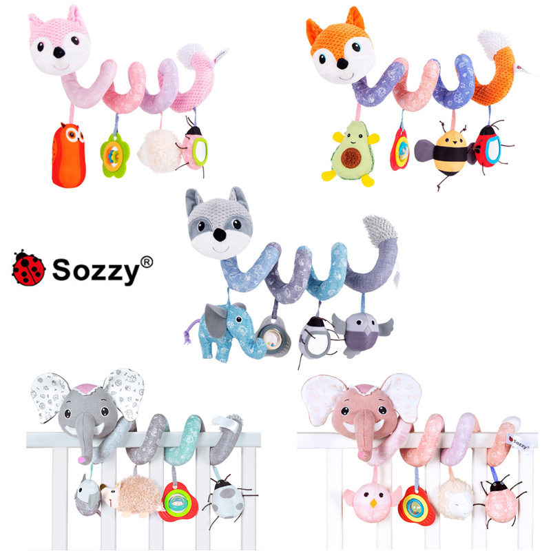 sozzy狐狸床繞嬰兒車床掛玩具狐狸動物床繞寶寶帶音樂搖鈴玩具