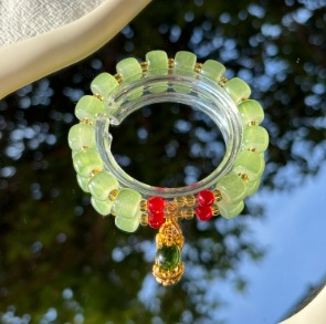 S047-Pulsera de cuentas verdes Pixiu Dundun verde#SZ–335