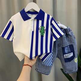 男童夏装套装2024新款宝宝夏季衣服儿童洋气polo衫短袖短裤两件套