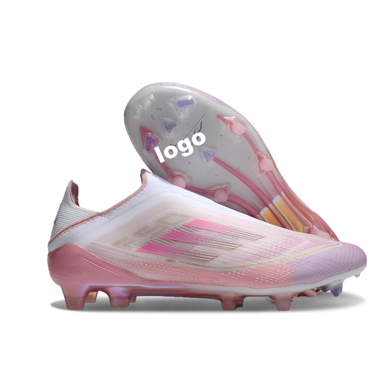 Fábrica de comercio exterior transfronterizo F50 zapatos de fútbol FG rosa con cordón de entrenamiento zapatos de fútbol para hombres hierba natural