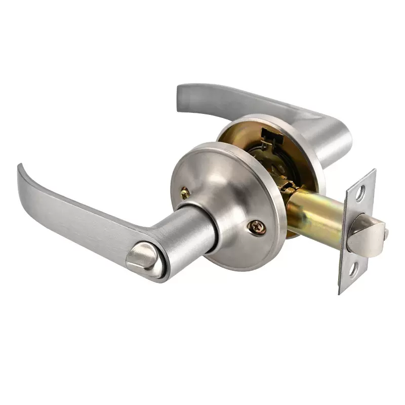 定制家用银色三杆锁执手锁铝材外壳铜芯卧室门公司机械门锁加工