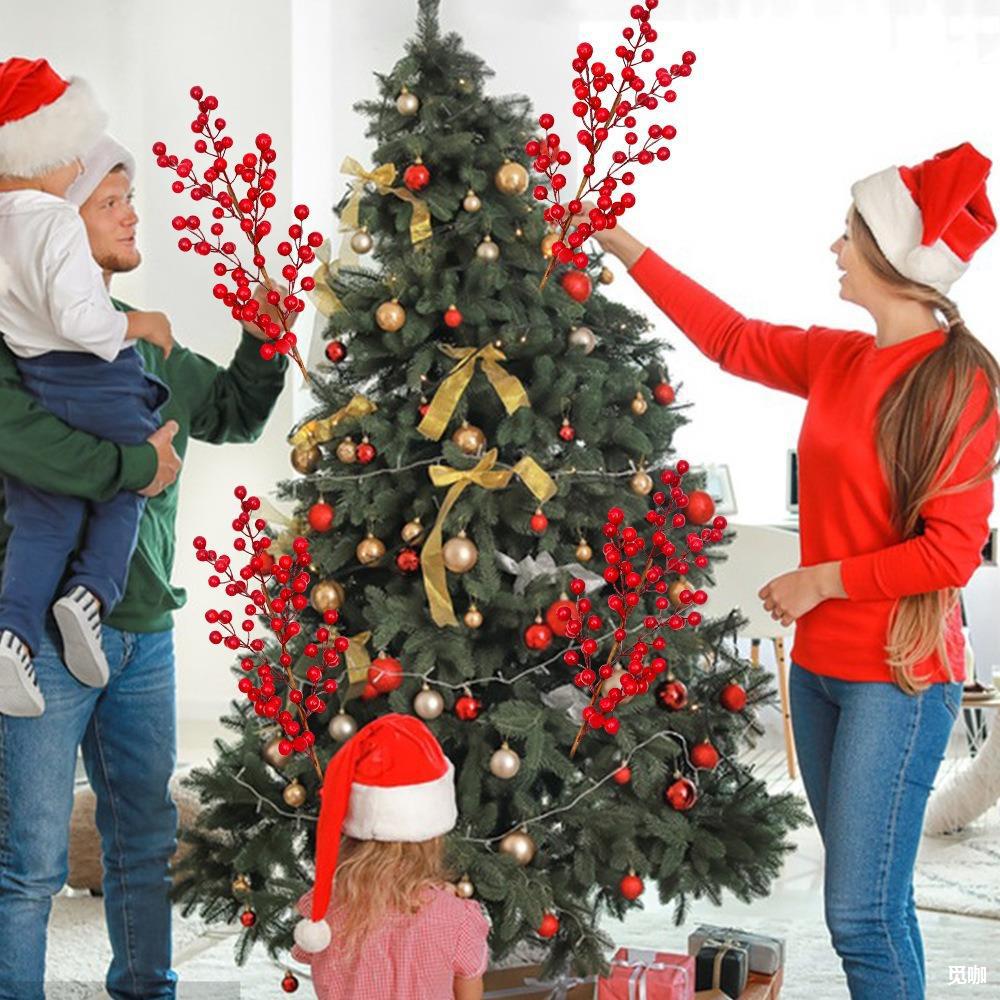 圣诞浆果插枝仿真浆果串花藤配件圣诞树红果挂件红浆果圣诞冬青果