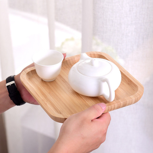 Wholesale bamboo rectangular wooden plate bread plate pastry plate melon seed round plate snack barbecue plate tea plate tea coaster