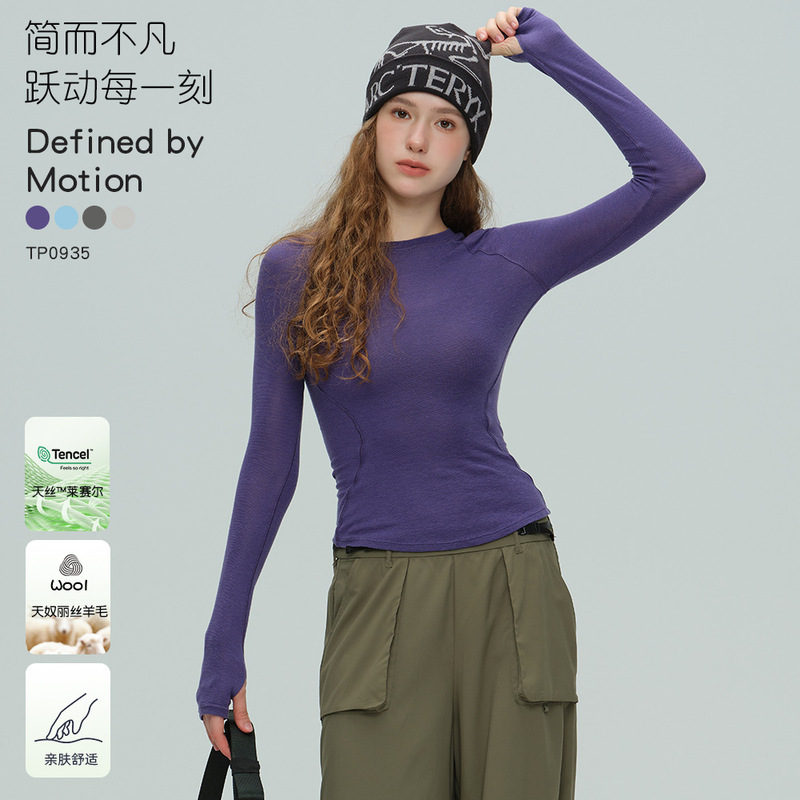 New Winter Yoga Clothes for Women, High-End Wool Sports Long-Sleeved Tops, Modal Running Pilates Fitness Clothes