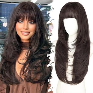 Glues Synthetic layered cut 97 Lace Front Wig