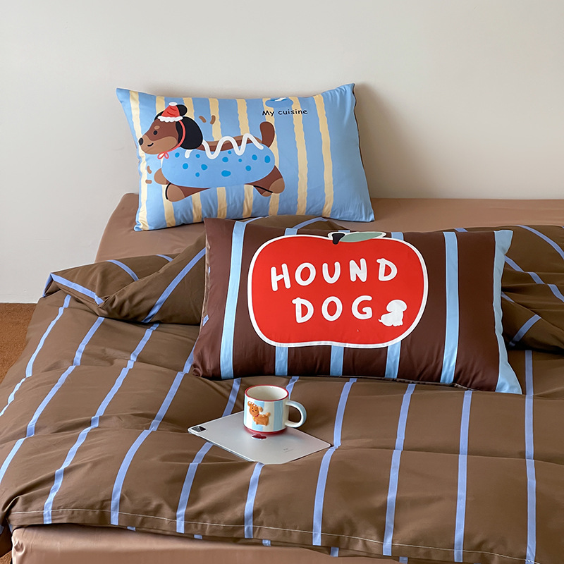 INS-style Mixed Cartoon All-cotton Four-piece Set, Cute Korean-style Pure Cotton Bed Sheet And Duvet Cover For 1.5m/1.8m_voghion.com
