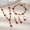 E4431-3 four-piece set with golden red flowers