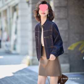时尚休闲牛仔短外套女2026秋秋新款气质宽松显瘦百搭立领夹克上衣