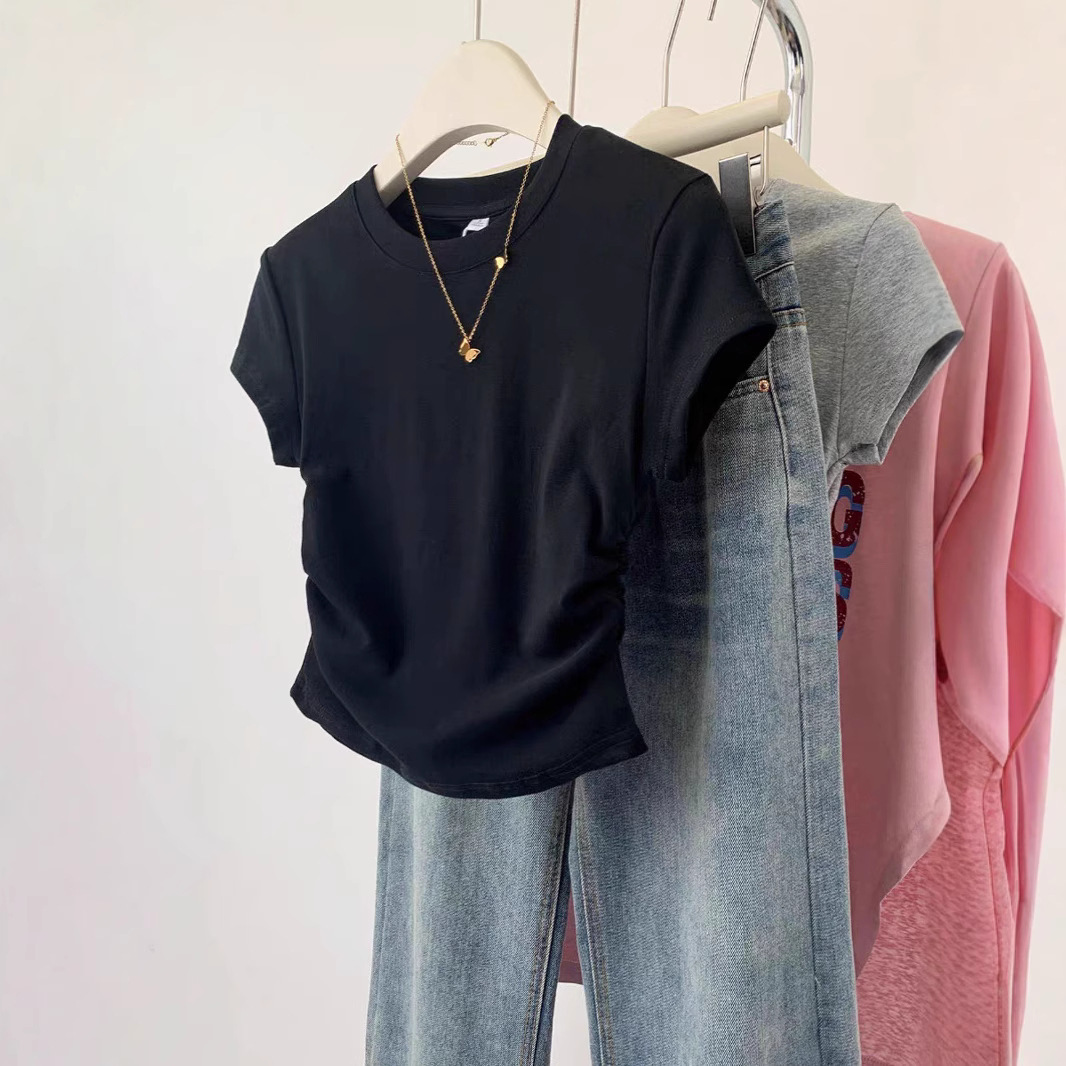 정품 95 코튼 칼라 밑단-블랙