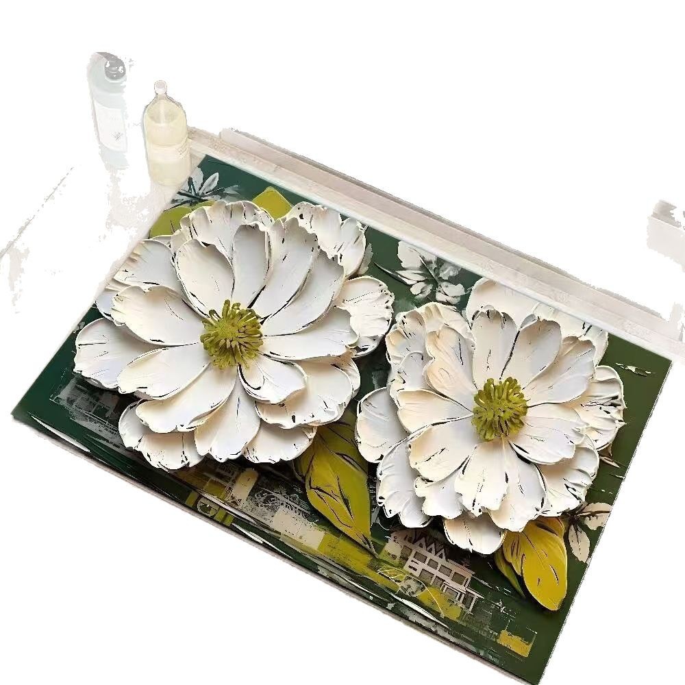 Pintura al óleo de estilo de baño piso de algas almohadilla de barro de algas almohadilla de absorción de agua de la puerta del baño almohadilla antideslizante fácil de cuidar