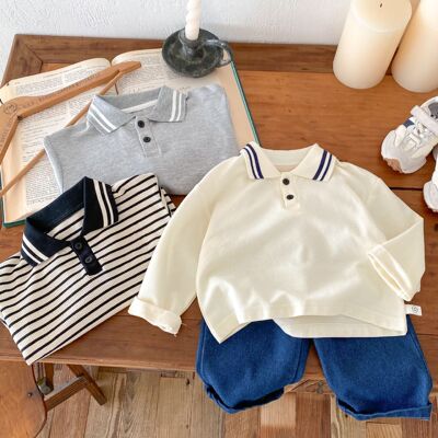 Детская модная демисезонная футболка polo для мальчиков, 1-7 лет