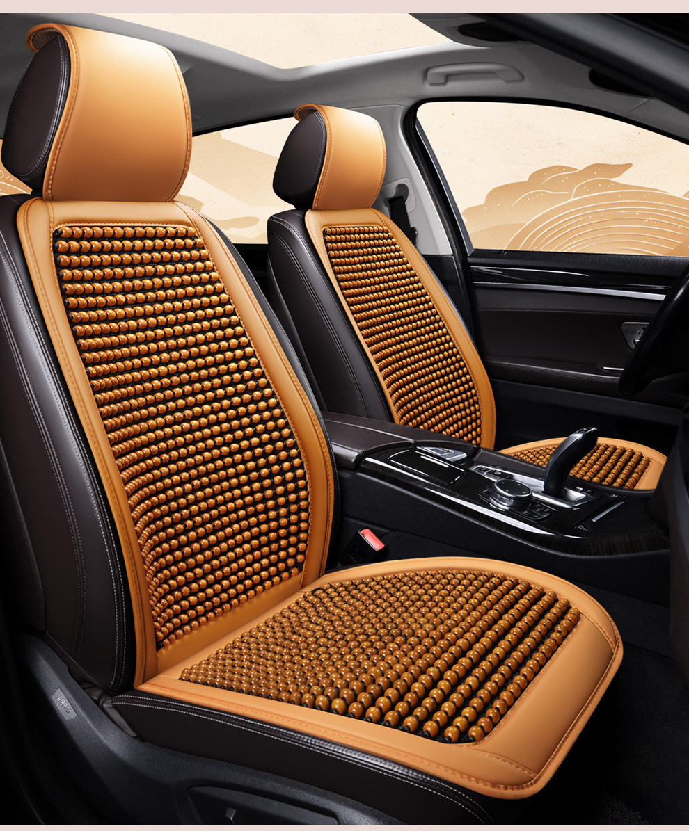 Car Seat Cushion Summer Cooling Pad Wooden Beads Ventilation Seat Cushion Cool Ice Silk Breathable All-Season Universal Car Seat