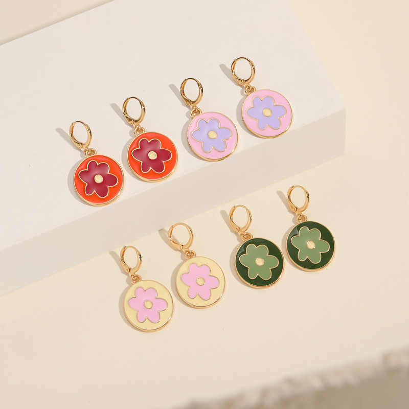 Fashion Flower Copper Enamel Drop Earrings 1 Pair display picture 3