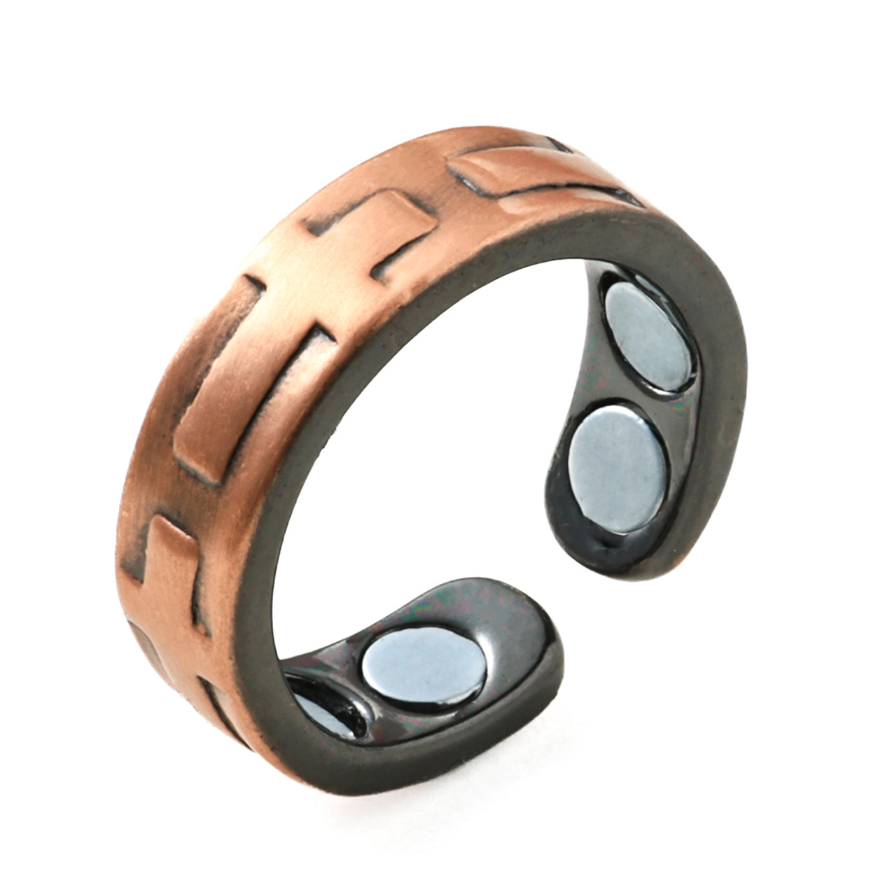 Pulseras de pareja populares europeas y americanas, joyería de metal con superficie lisa, magnética, ajustable y de extremo abierto para hombres y mujeres.