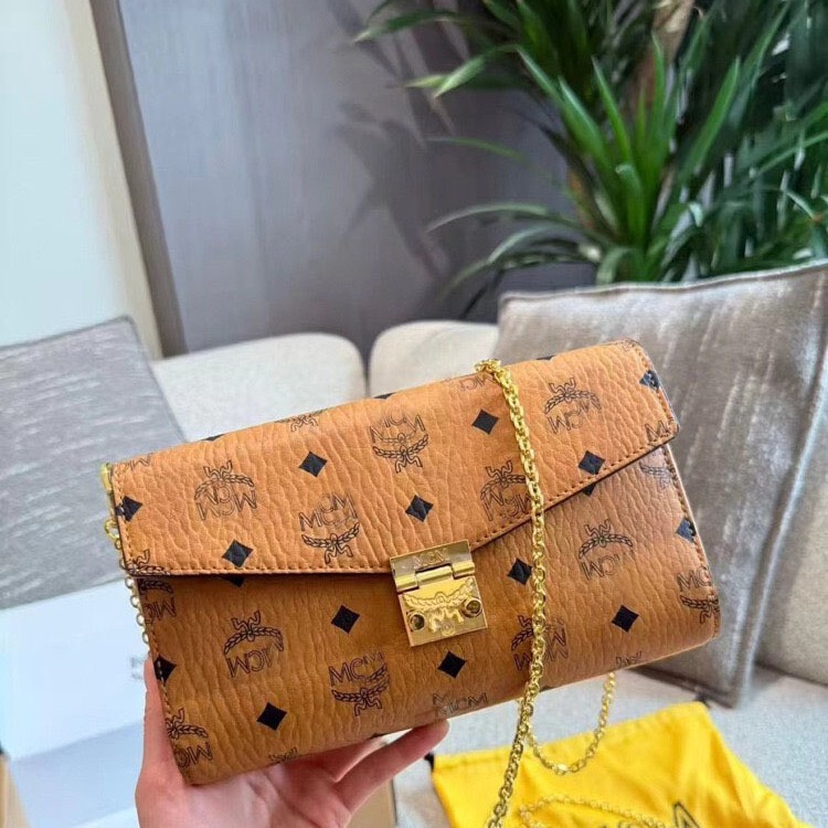 MC High-Quality Genuine Leather Women's Bag, Chip Version, Classic Printed Envelope Bag, Versatile Shoulder and Crossbody Chain Bag, Light Luxury