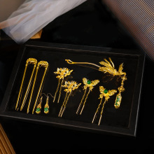 新中式旗袍头饰2025新款复古金色凤簪古典发钗新娘秀禾龙凤褂发饰