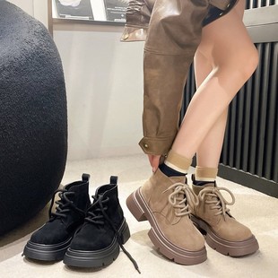 Maillard New Short Boots 2024 New British Style Retro Autumn and Winter Women's Thick fleece-lined Explosions Martin Boots