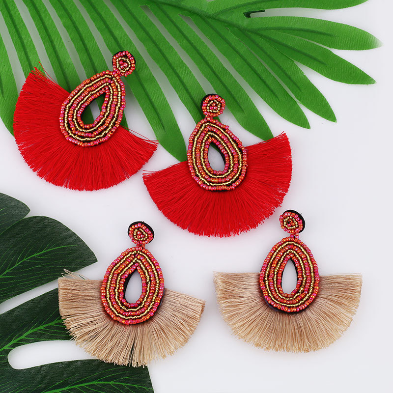 Ethnic Style Handmade Beaded Tassel Earrings display picture 6