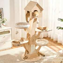 木质猫爬架宠物玩具猫窝一体猫树实木猫抓柱太空舱猫抓板宠物窝