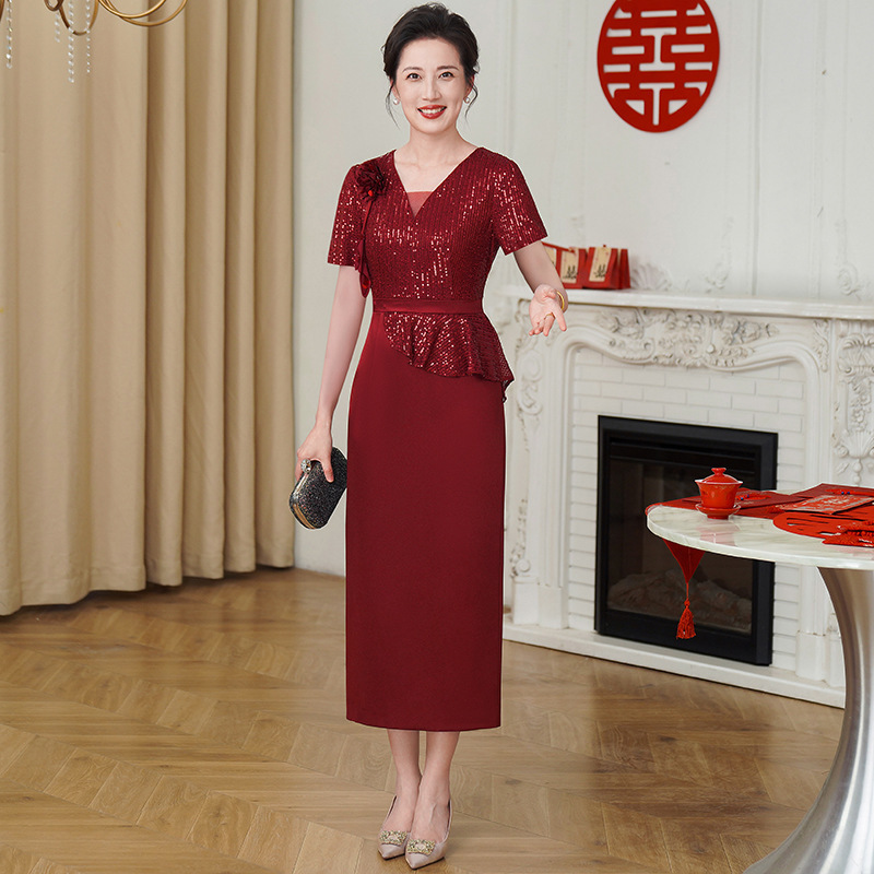春夏婚礼妈妈婚宴礼服高端轻奢高端喜婆婆服装平时可穿结婚连衣裙|undefined