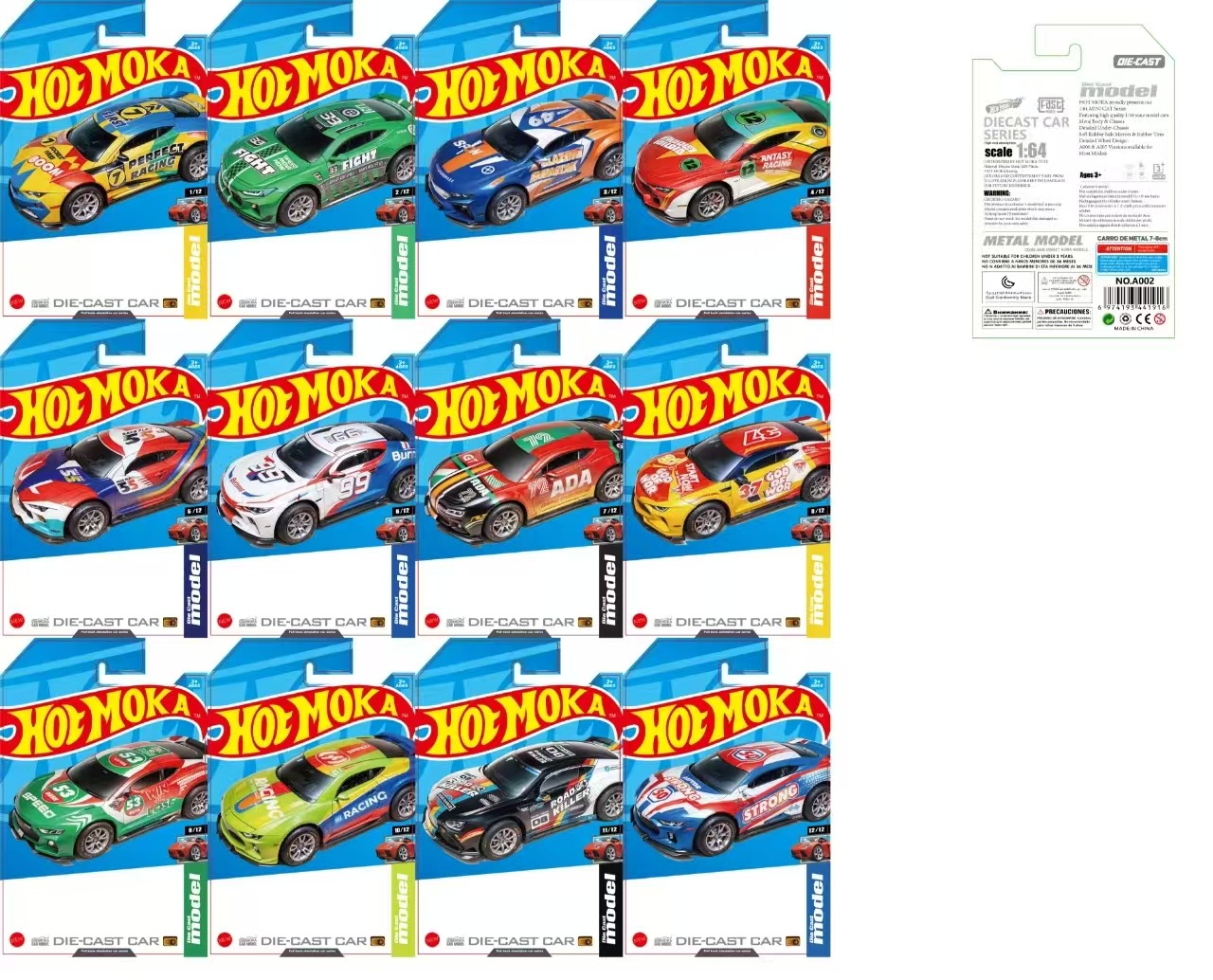 (A002) 12 coches de carreras de la serie de graffiti