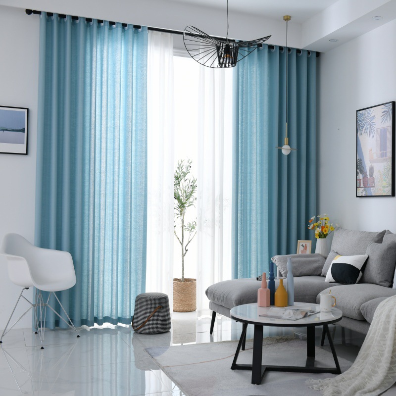 Juzhen tejiendo una nueva cortina opaca de ventana de dormitorio balcón sala de estar cortina de color sólido Amazon cortina de comercio exterior