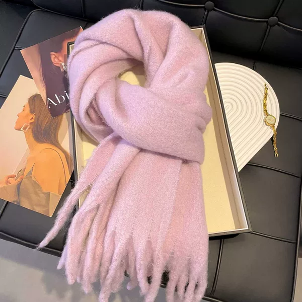 Imitation Cashmere Pure Color Scarf for Women Autumn and Winter New Mohair Pure Color Versatile Scarf Enlarged and Thickeneded Warm Shawl