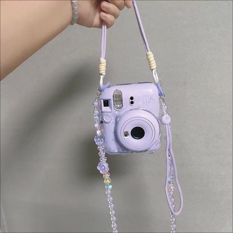 【mini12透明外壳】instax水晶壳拍立得硬壳相机保护壳壳子链条潮