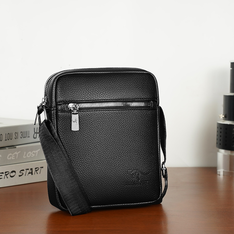 Bolso de cuero, bolso para hombre, bolso de hombro de negocios, bolso cruzado para hombre, estilo vertical de cuero suave, mochila pequeña y ligera, bolso para hombre, simple e informal